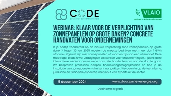 Webinar: klaar voor de verplichting van zonnepanelen op grote daken?